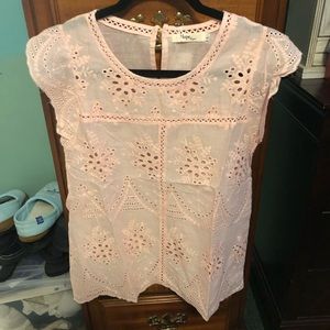 NWT Pink Embroidered Eyelet Langley Top 100% Cotton